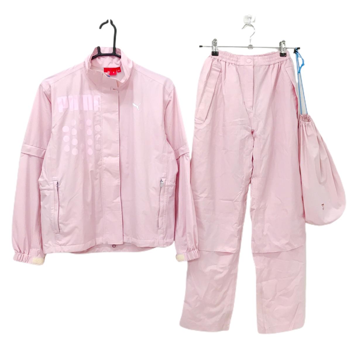 プーマ レインウェア(2WAYジャケット×パンツ) ピンク 袖着脱可 収納袋  レディース S ゴルフウェア PUMA