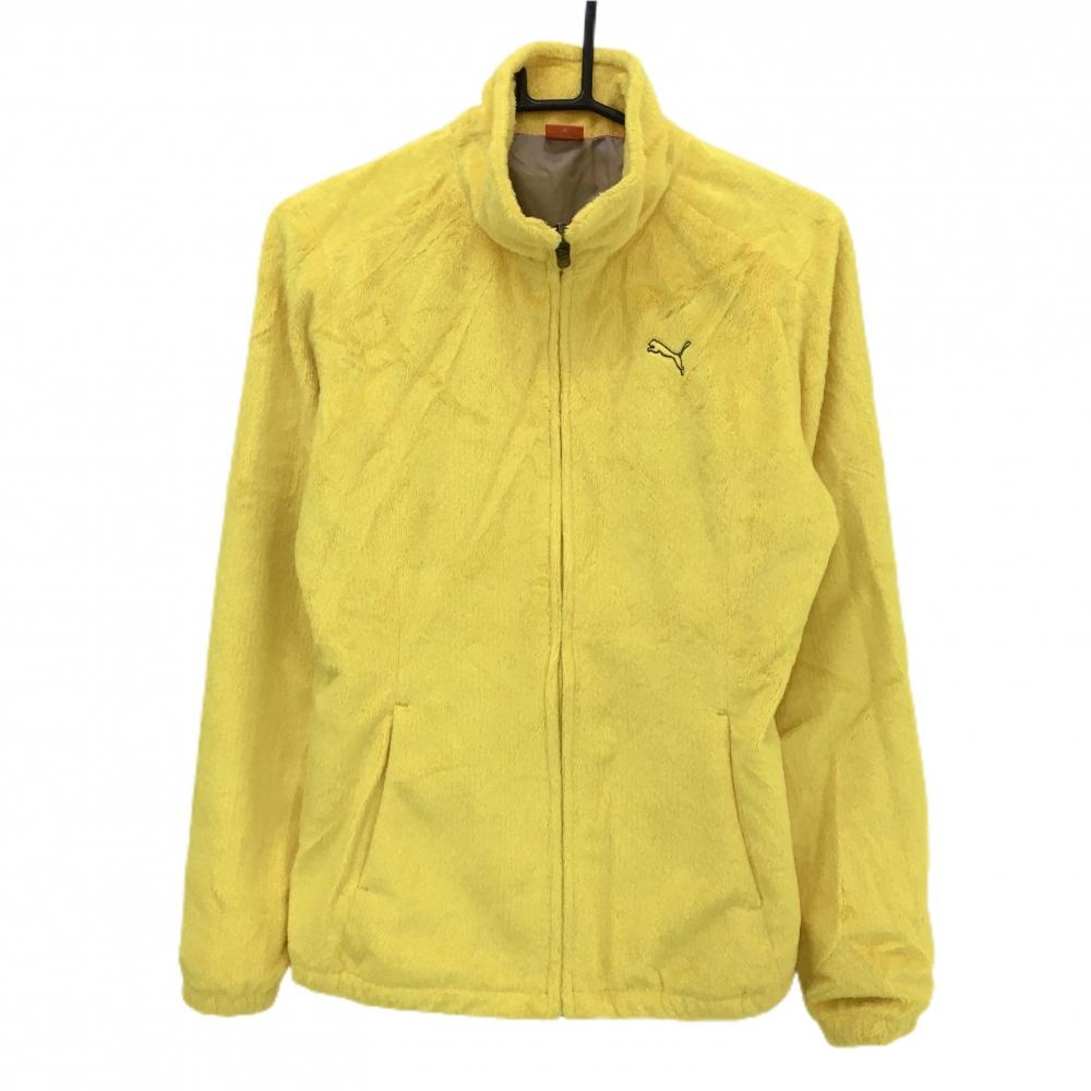 【美品】プーマ ボアジャケット イエロー ロゴ刺しゅう  レディース O ゴルフウェア PUMA