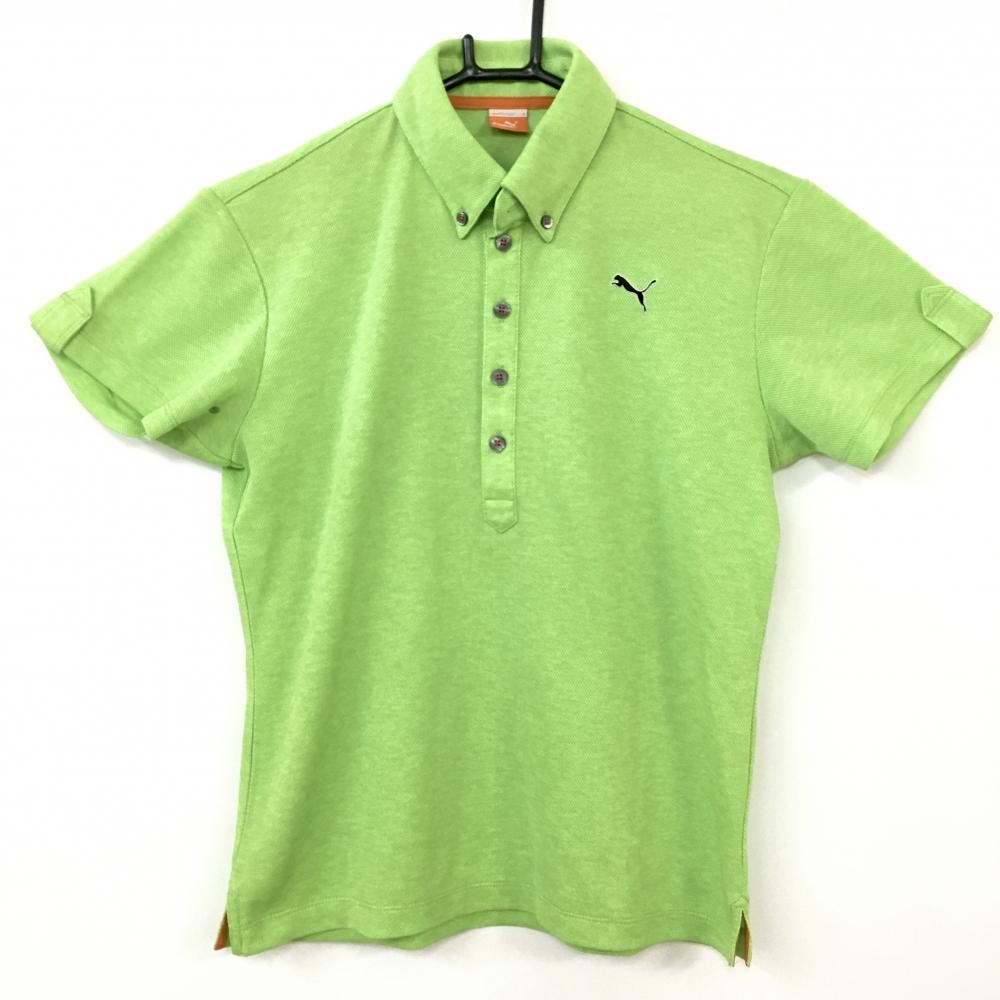 【超美品】PUMA プーマ 半袖ポロシャツ ライトグリーン シンプル ボタンダウン レディース S ゴルフウェア 画像