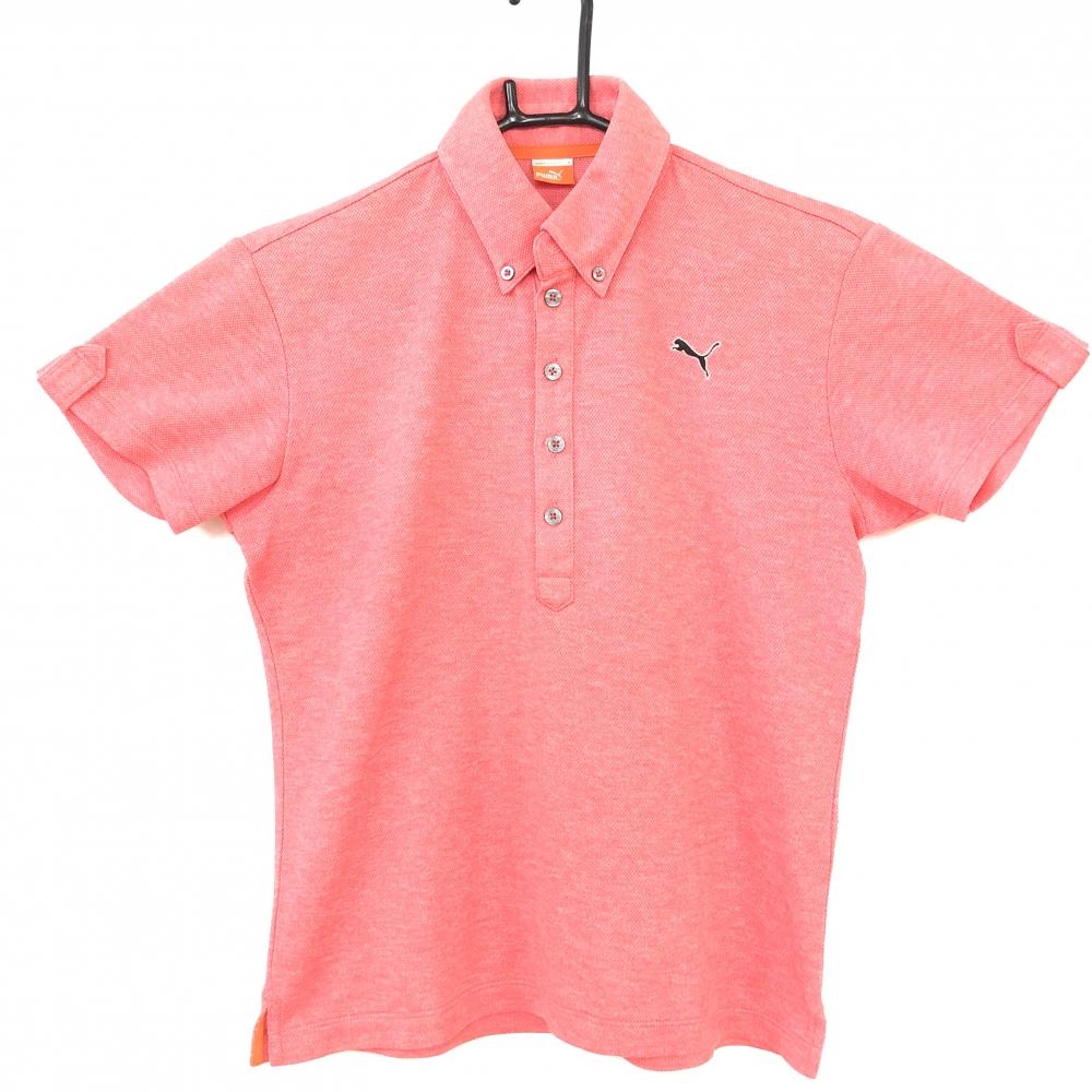 【超美品】PUMA プーマ 半袖ポロシャツ ライトピンク シンプル ボタンダウン レディース S ゴルフウェア