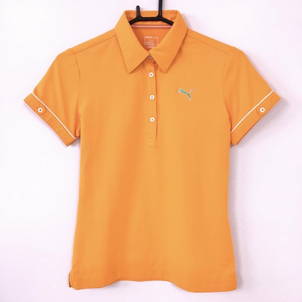 【超美品】PUMA プーマ 半袖ポロシャツ オレンジ×白 ロゴマーク DRYCELL レディース M ゴルフウェア