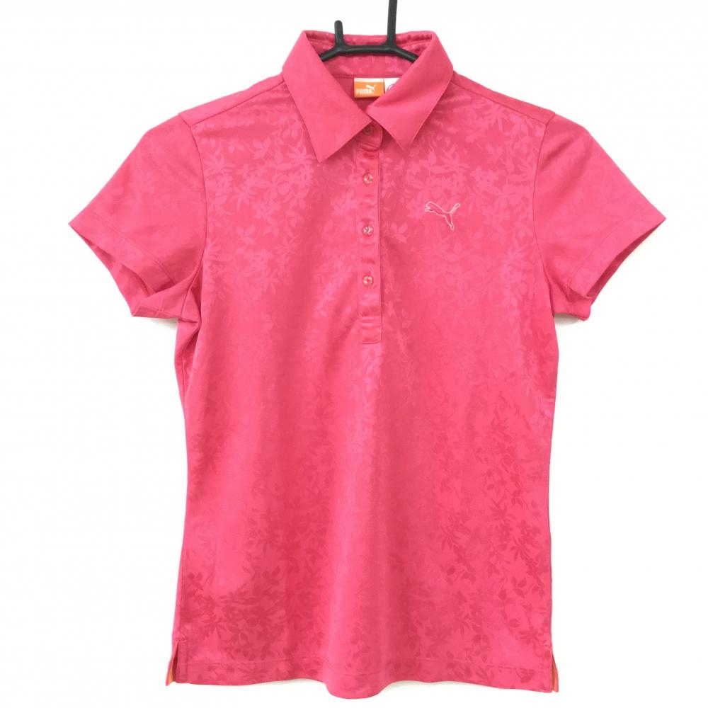 【超美品】PUMA プーマ 半袖ポロシャツ ピンク 花総柄織生地  レディース S ゴルフウェア