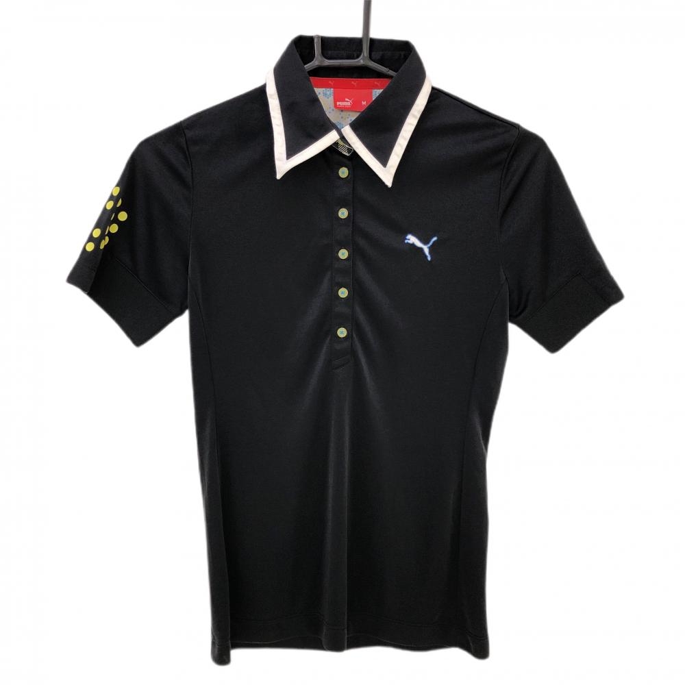 【美品】プーマ 半袖ポロシャツ 黒 襟裏チェック  レディース M ゴルフウェア PUMA 画像