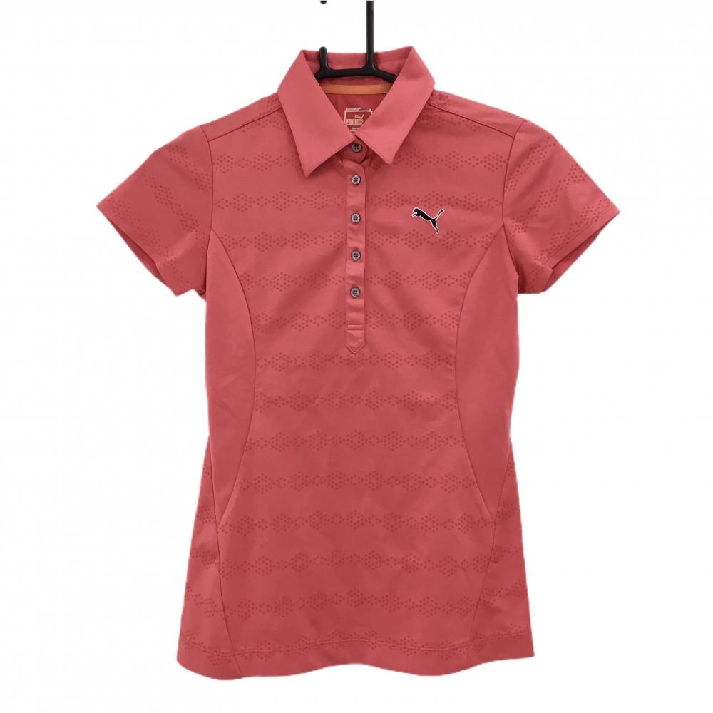 【超美品】プーマ 半袖ポロシャツ ピンク系 ドット地模様 DRY レディース S ゴルフウェア PUMA
