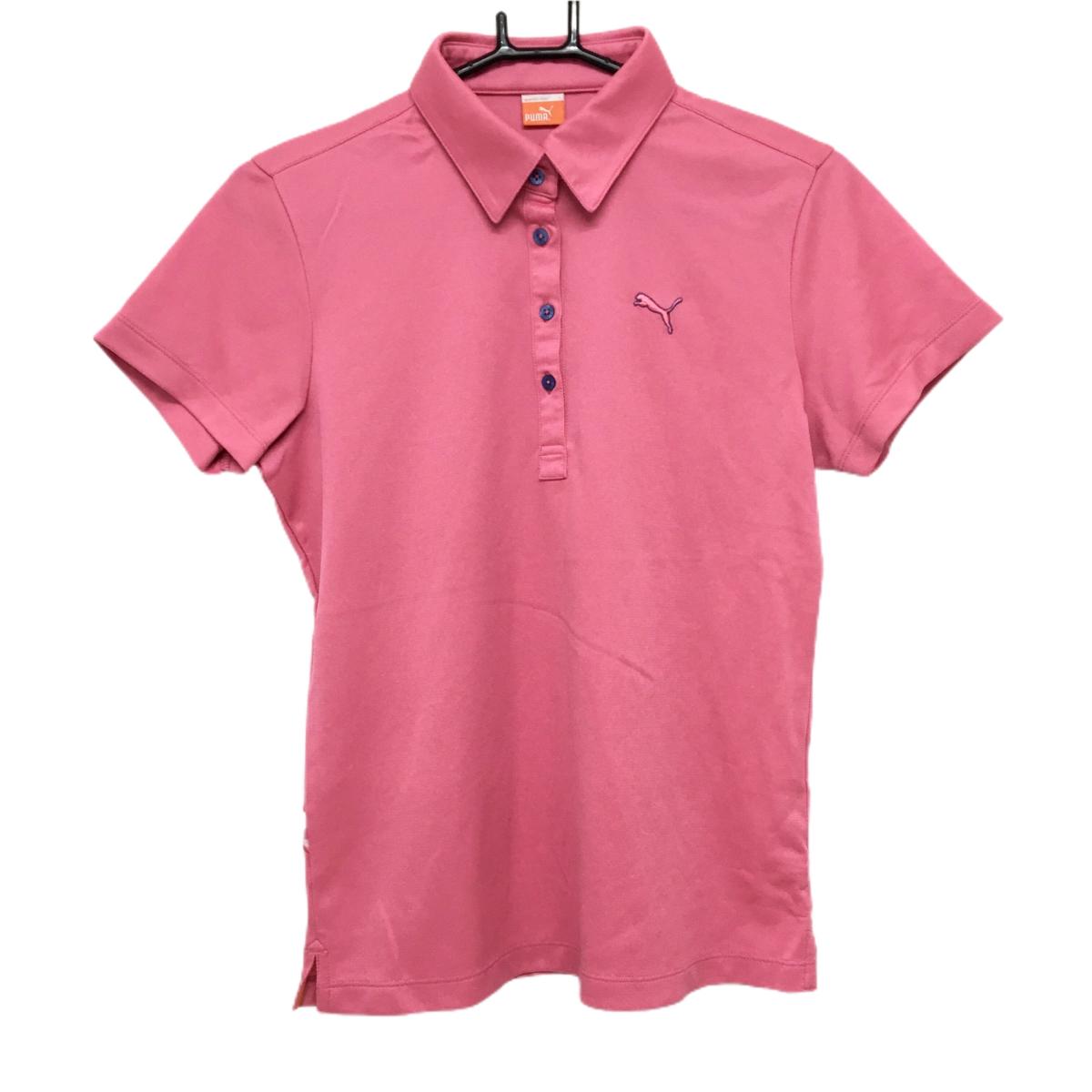 プーマ 半袖ポロシャツ ピンク 背面裾ピューマ DRY CELL レディース L ゴルフウェア PUMA