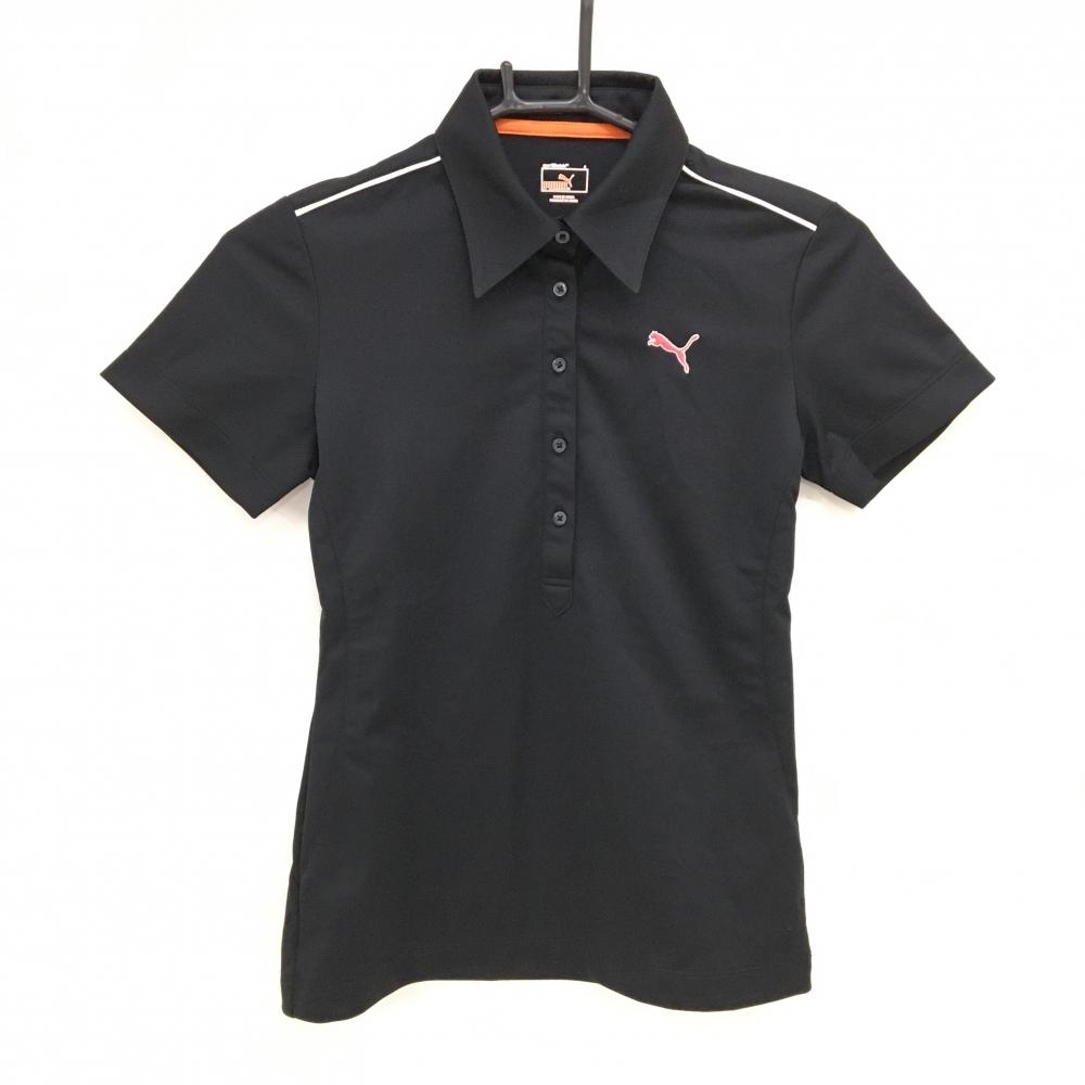 【超美品】プーマ 半袖ポロシャツ 黒×ピンク 肩ライン USP DRY  レディース S ゴルフウェア PUMA