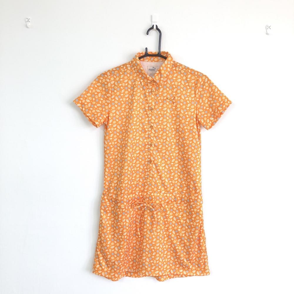 超美品 Puma プーマ 半袖ポロワンピース オレンジ ライトブルー 貝殻 花総柄 レディース M ゴルフウェア ｒ5 中古ゴルフウェア 通販サイトreonard レオナード