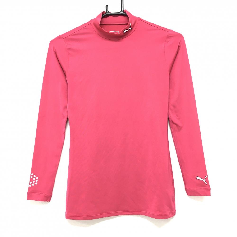 【超美品】プーマ ハイネックインナーシャツ ピンク ネックロゴ レディース L ゴルフウェア PUMA