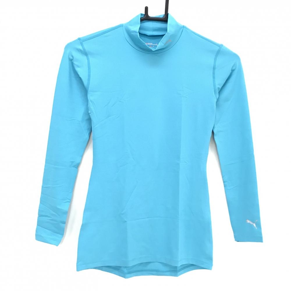 【新品】プーマ コンプレッションハイネックシャツ ライトブルー ストレッチ UVケア インナー レディース S ゴルフウェア PUMA