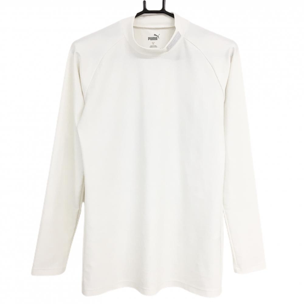 【超美品】プーマ 長袖ハイネックシャツ 白 ネックワッペン ストレッチ  レディース XL ゴルフウェア PUMA