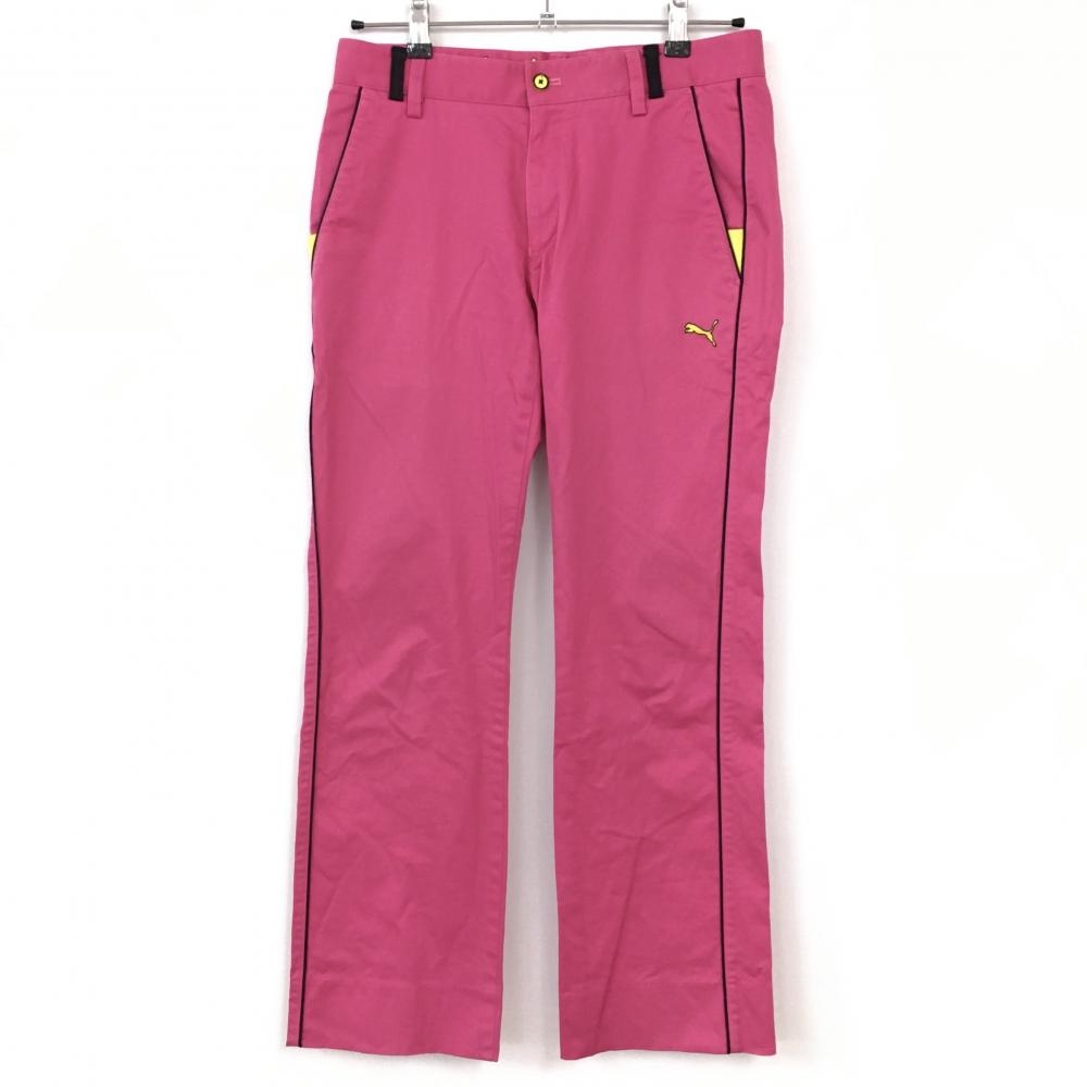 PUMA プーマ パンツ ピンク×黒 ティー装着可 パイピング  レディース 76 ゴルフウェア