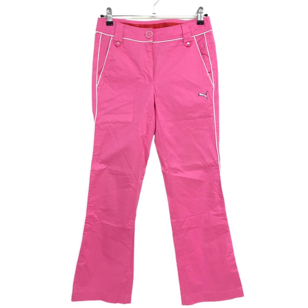 プーマ パンツ ピンク×白 サイドライン レディース M ゴルフウェア PUMA