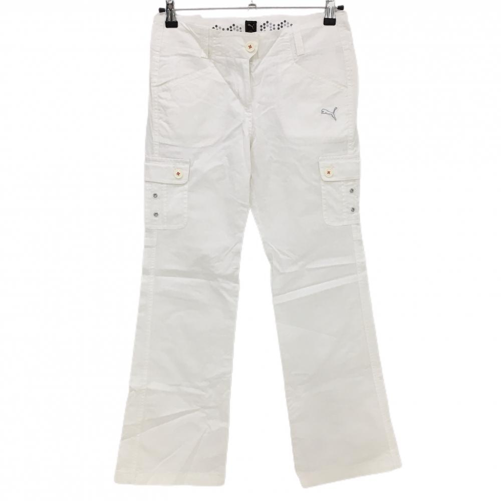 プーマ カーゴパンツ 白 ヘリンボーン織生地  レディース M ゴルフウェア PUMA