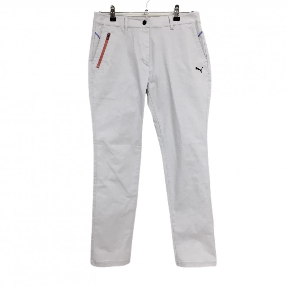 【美品】プーマ パンツ グレー 地模様 ロゴ刺しゅう ストレッチ  レディース XL ゴルフウェア PUMA