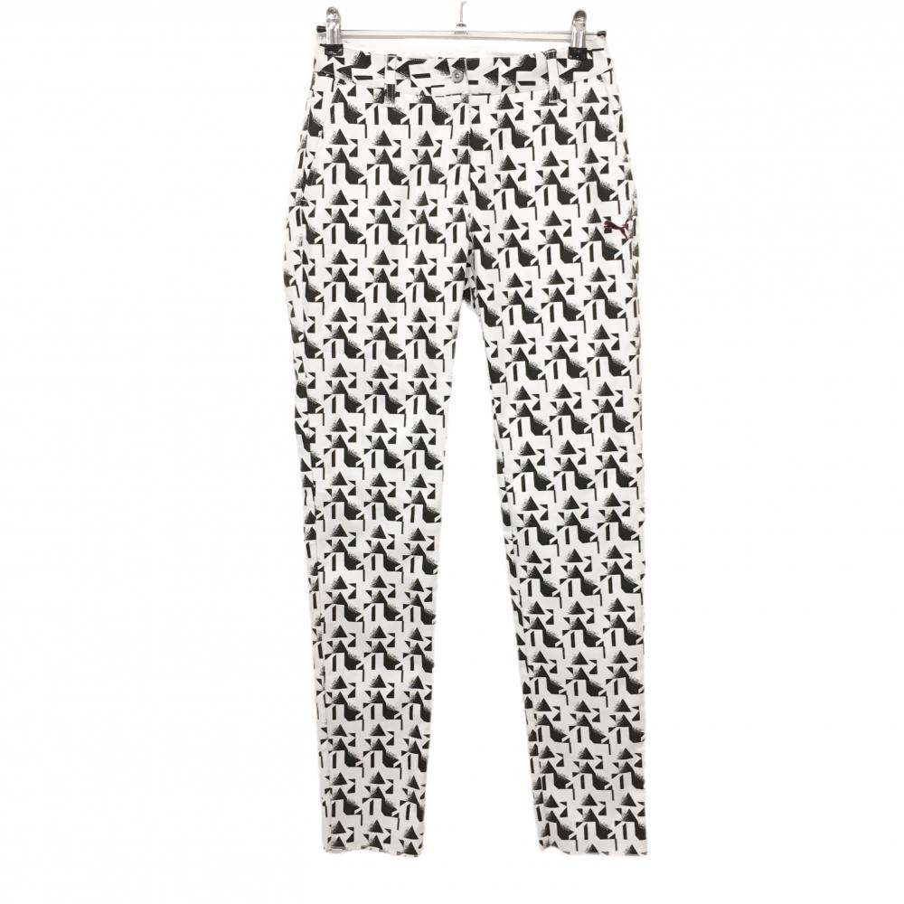 【新品】プーマ パンツ 白×黒 総柄 ロゴ刺しゅう レディース M ゴルフウェア PUMA