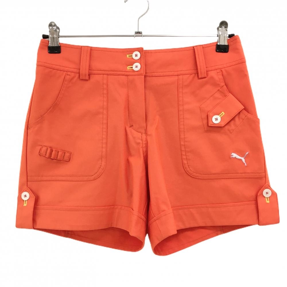 プーマ ショートパンツ オレンジ ティー装着可 ロゴ刺しゅう レディース M ゴルフウェア PUMA