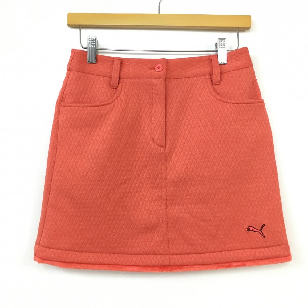 【超美品】PUMA プーマ スカート 杢レッド 裾・ポケット口ボア ロゴマーク レディース S ゴルフウェア 画像