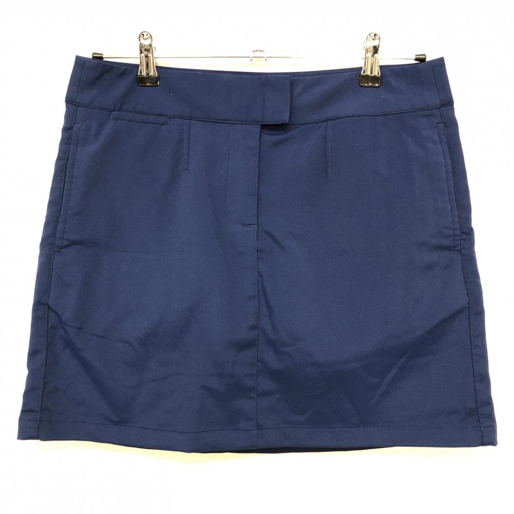【超美品】プーマ スカート ネイビー 地模様 ストレッチ ロゴ刺しゅう 内側インナーパンツ レディース L ゴルフウェア PUMA