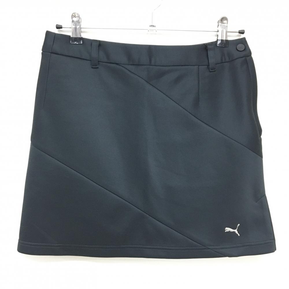 【新品】プーマ スカート 黒 ロゴシルバー  レディース L ゴルフウェア PUMA