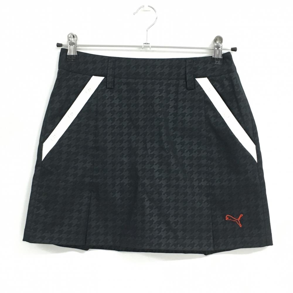 【超美品】プーマ スカート 黒 千鳥格子地模様 ストレッチ  レディース M ゴルフウェア PUMA