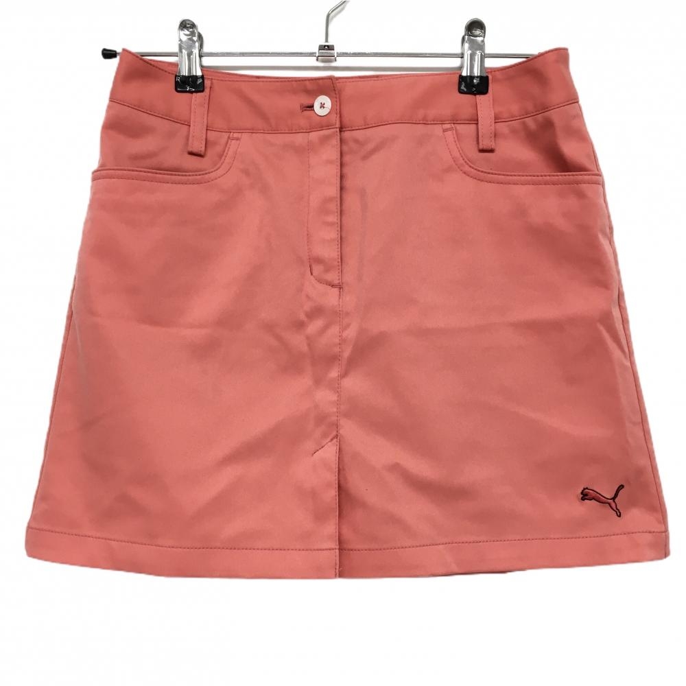 【美品】プーマ スカート オレンジ ロゴ刺しゅう レディース L ゴルフウェア PUMA