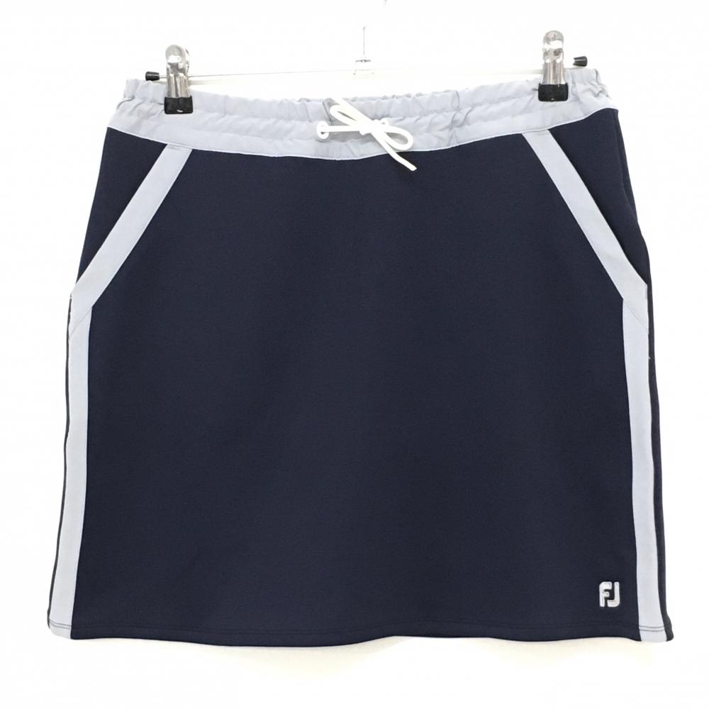 【超美品】フットジョイ スカート ネイビー×グレー サイドライン ストレッチ  レディース L ゴルフウェア FootJoy