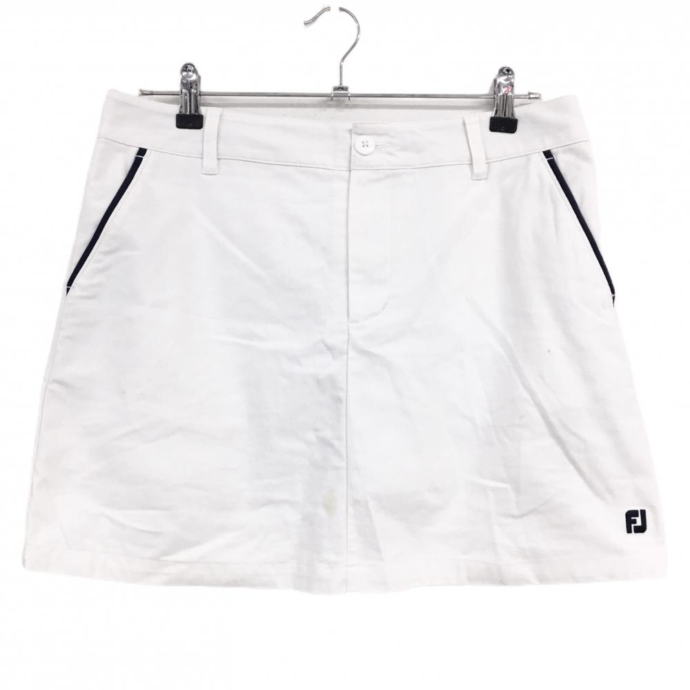 フットジョイ スカート 白 ロゴ刺しゅう 内側インナーパンツ レディース XL ゴルフウェア FootJoy