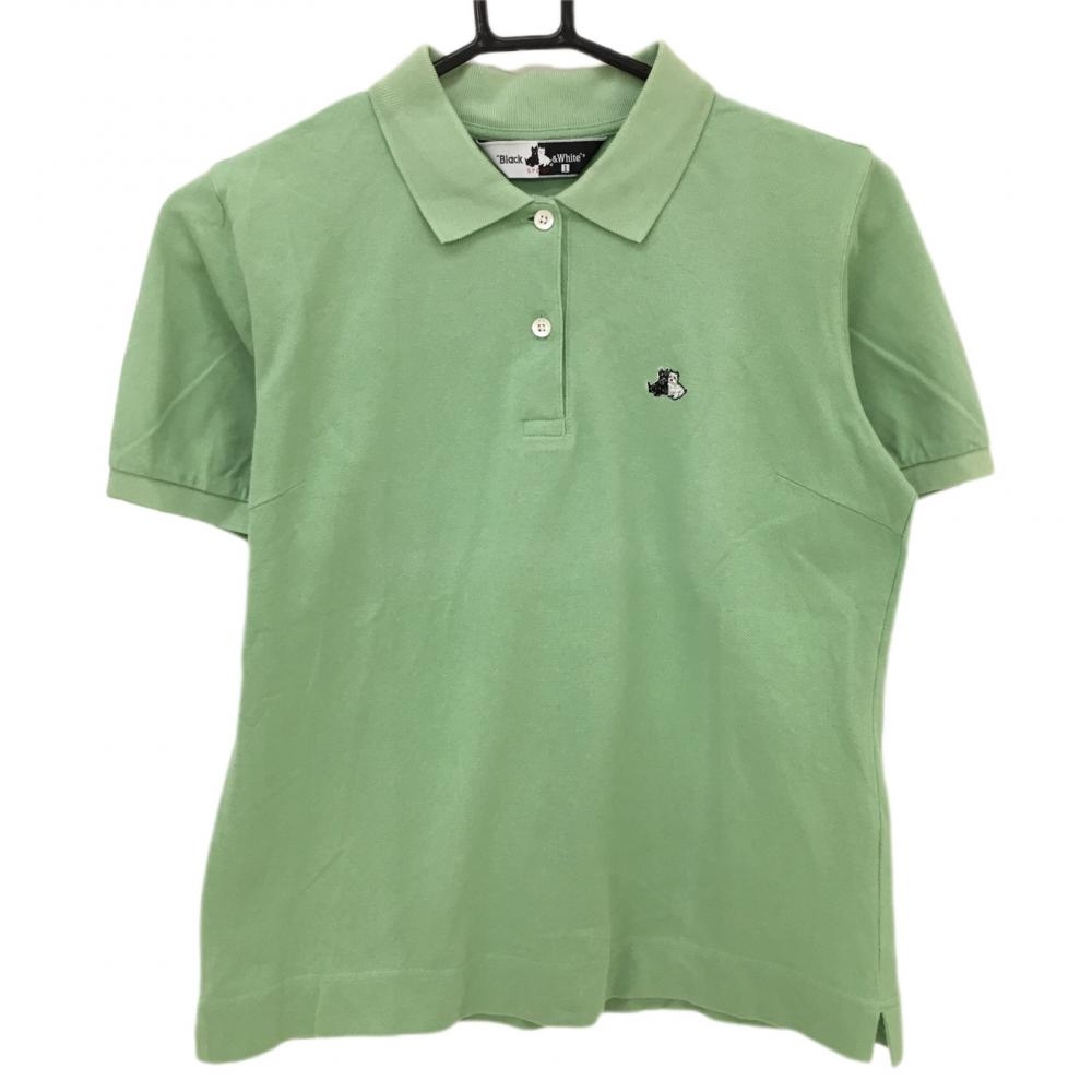 ブラックアンドホワイト 半袖ポロシャツ ライトグリーン シンプル  レディース 1(S) ゴルフウェア Black＆White