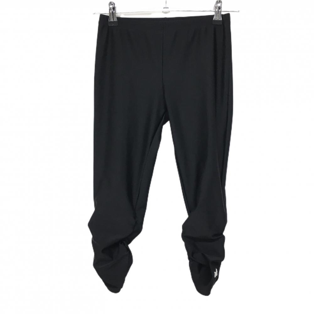 【超美品】ブラックアンドホワイト 半端丈レギンス 黒 裾ギャザー スパッツ 内側一部メッシュ レディース 2(M) ゴルフウェア Black＆White