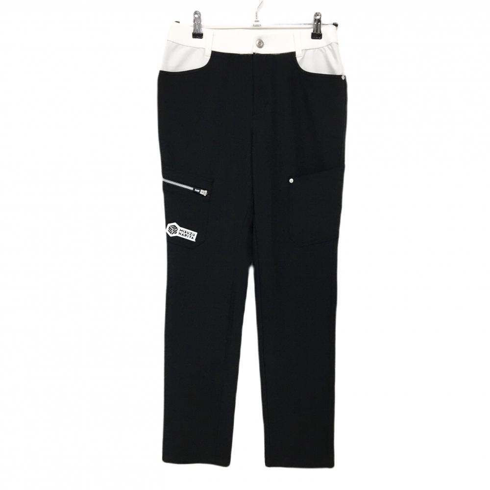 【超美品】ブラックアンドホワイト パンツ 黒×白 バイカラー ストレッチ 成田美寿々プロコラボ レディース M ゴルフウェア Black＆White