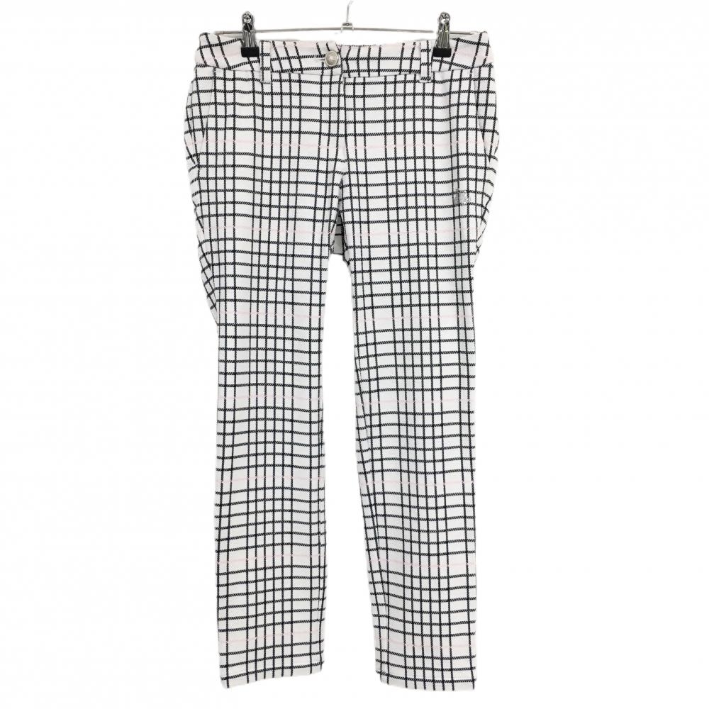 【美品】ブラックアンドホワイト パンツ 白×黒 格子柄 バックロゴ レディース S ゴルフウェア Black＆White