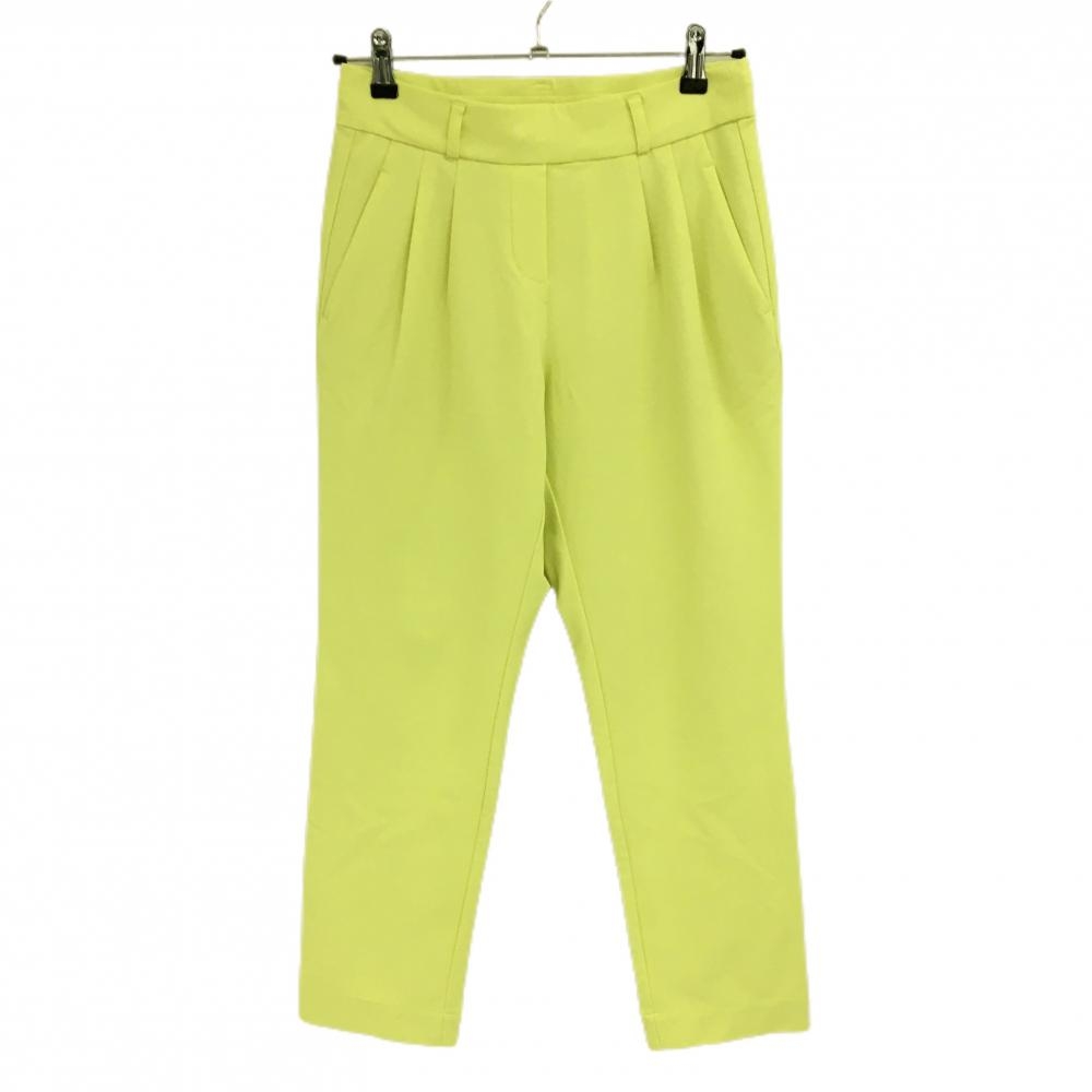 【美品】ブラックアンドホワイト パンツ イエロー系 バックロゴ刺しゅう ウエストゴム レディース M ゴルフウェア Black＆White