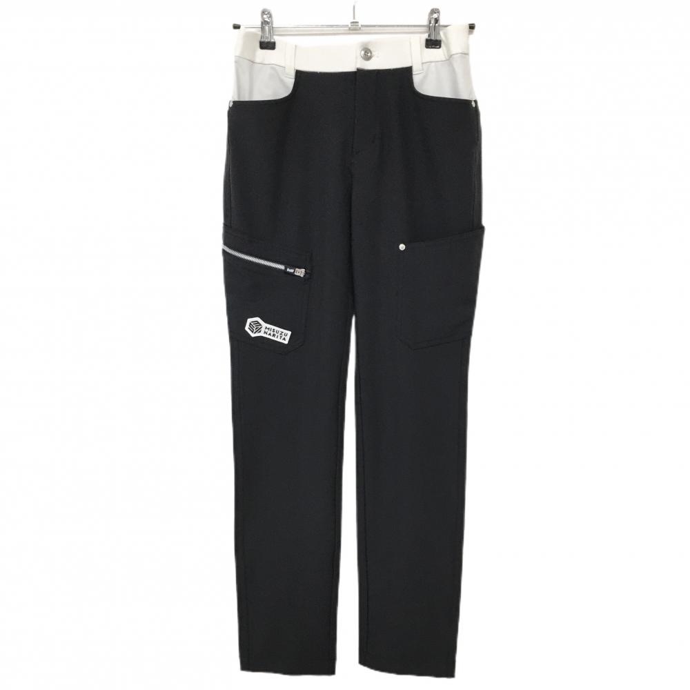 【超美品】ブラックアンドホワイト パンツ 黒×白 成田美寿々 ストレッチ レディース S ゴルフウェア Black＆White