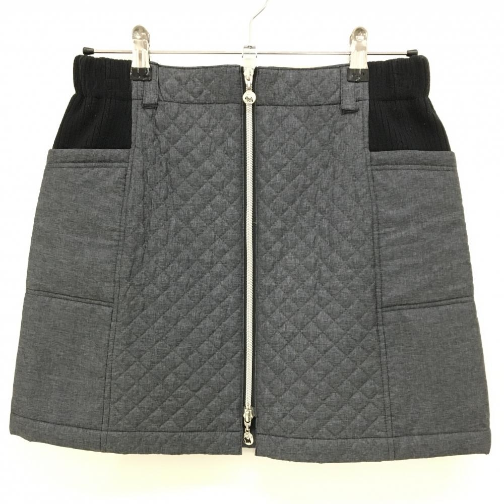 【超美品】ブラックアンドホワイト スカート グレー×黒 サイドリブ キルティング  レディース 1(S) ゴルフウェア Black＆White