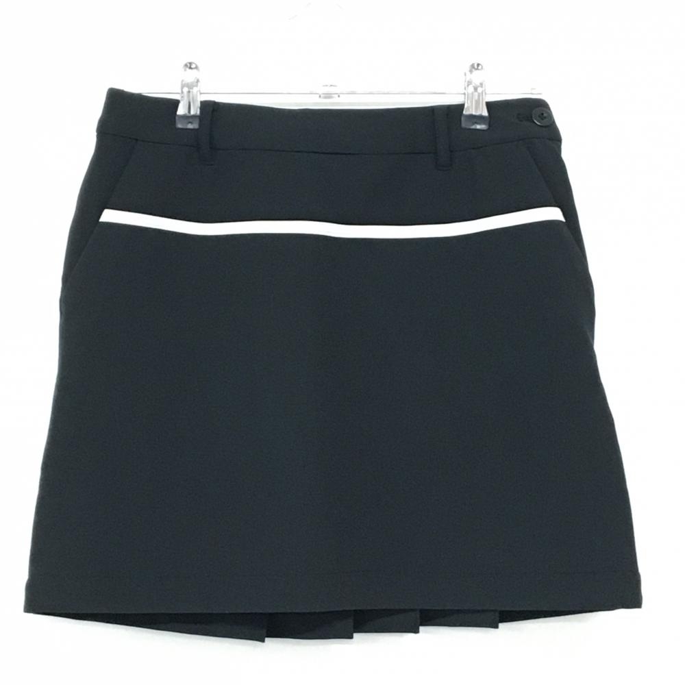 【美品】ブラックアンドホワイト スカート 黒×白 後裾プリーツ ライン レディース M ゴルフウェア Black＆White