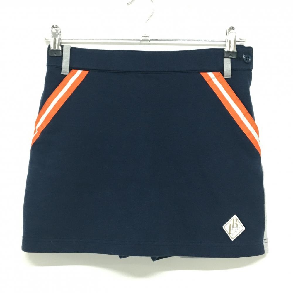 【超美品】ブラックアンドホワイト スカート ネイビー×グレー 内側インナーパンツ スウェット レディース 1(S) ゴルフウェア Black＆White