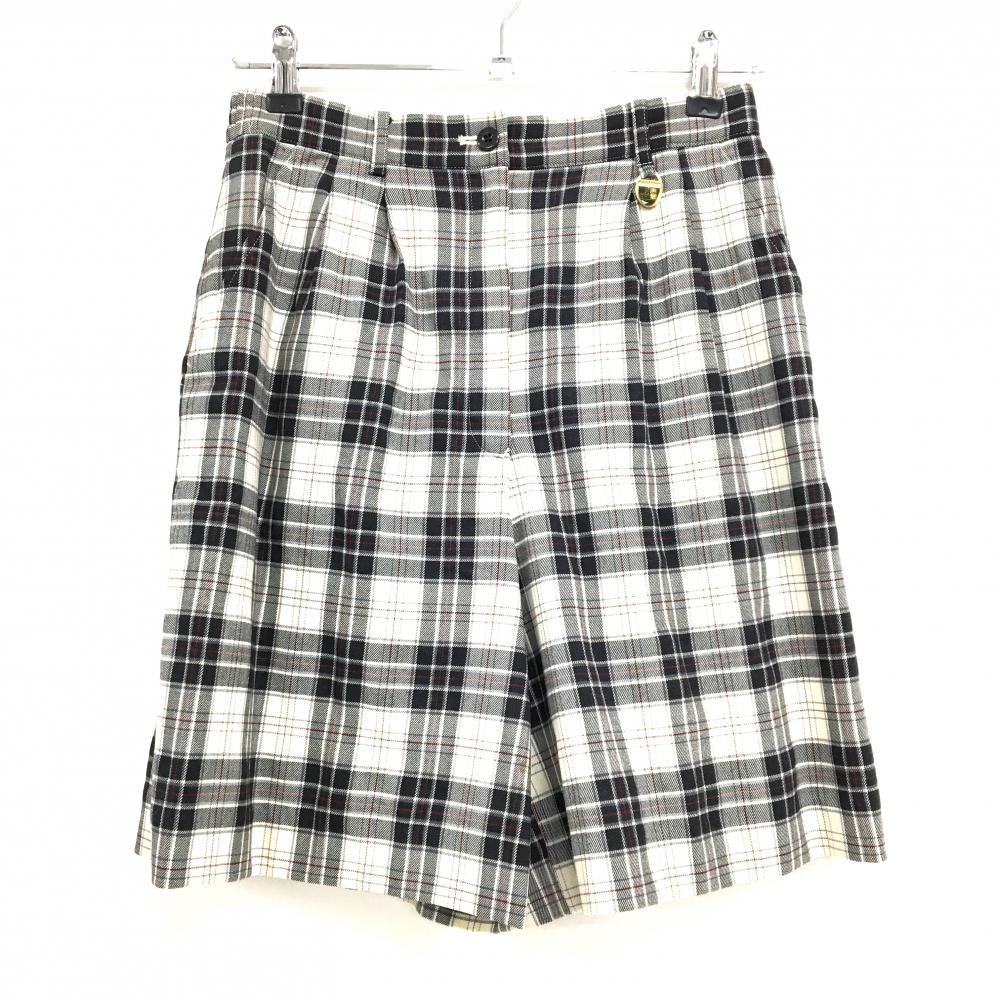 【美品】ブラックアンドホワイト キュロットスカート 白×黒 チェック ゴールドタグ付き  レディース L ゴルフウェア Black＆White