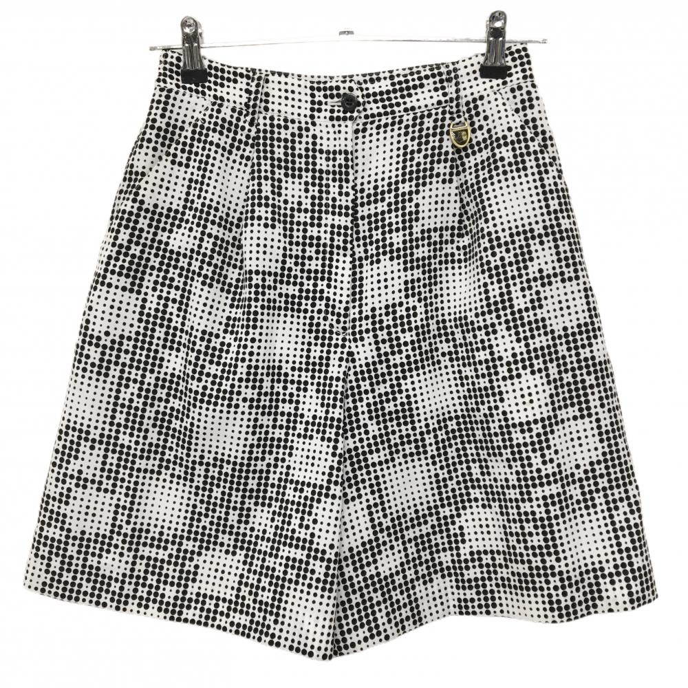 【美品】ブラックアンドホワイト キュロットスカート 白×黒 ドット調 総柄  レディース L ゴルフウェア Black＆White