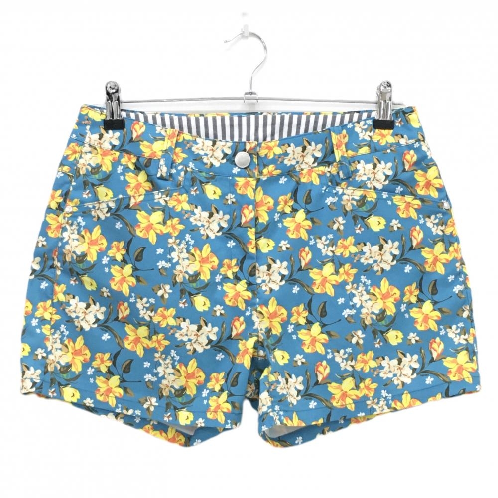 【超美品】ホンマ ショートパンツ ライトブルー×イエロー 花柄  レディース 11 ゴルフウェア HONMA