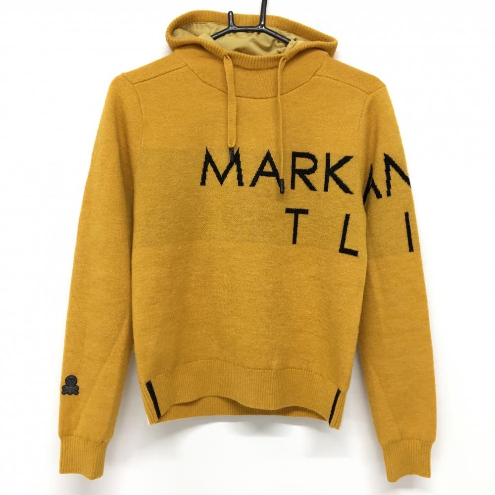 【美品】マークアンドロナ セーター マスタードイエロー×黒 ウール・モヘア混 レディース 36(S) ゴルフウェア 2025年モデル MARK＆LONA