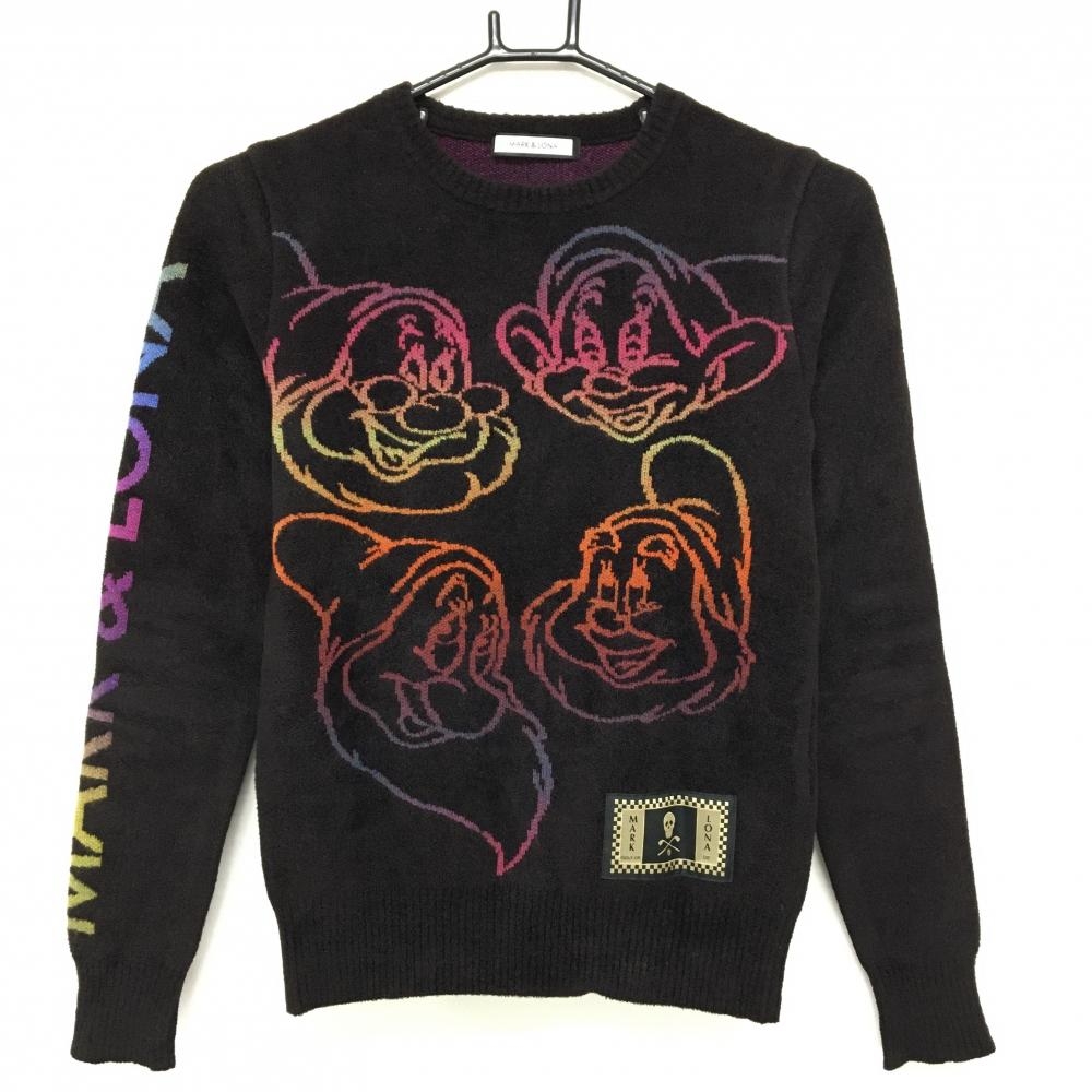 【超美品】マークアンドロナ×Disney セーター ダークブラウン×マルチカラー 白雪姫  レディース 36(S) ゴルフウェア MARK＆LONA