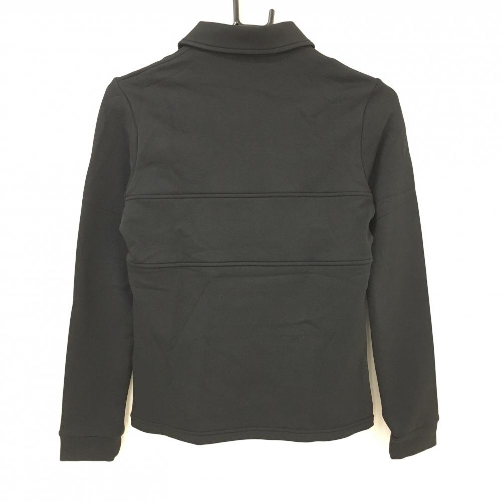 【超美品】マークアンドロナ 襟付き長袖シャツ 黒×白 裏微起毛 ハーフジップ スカル レディース 38(M) ゴルフウェア MARK＆LONA