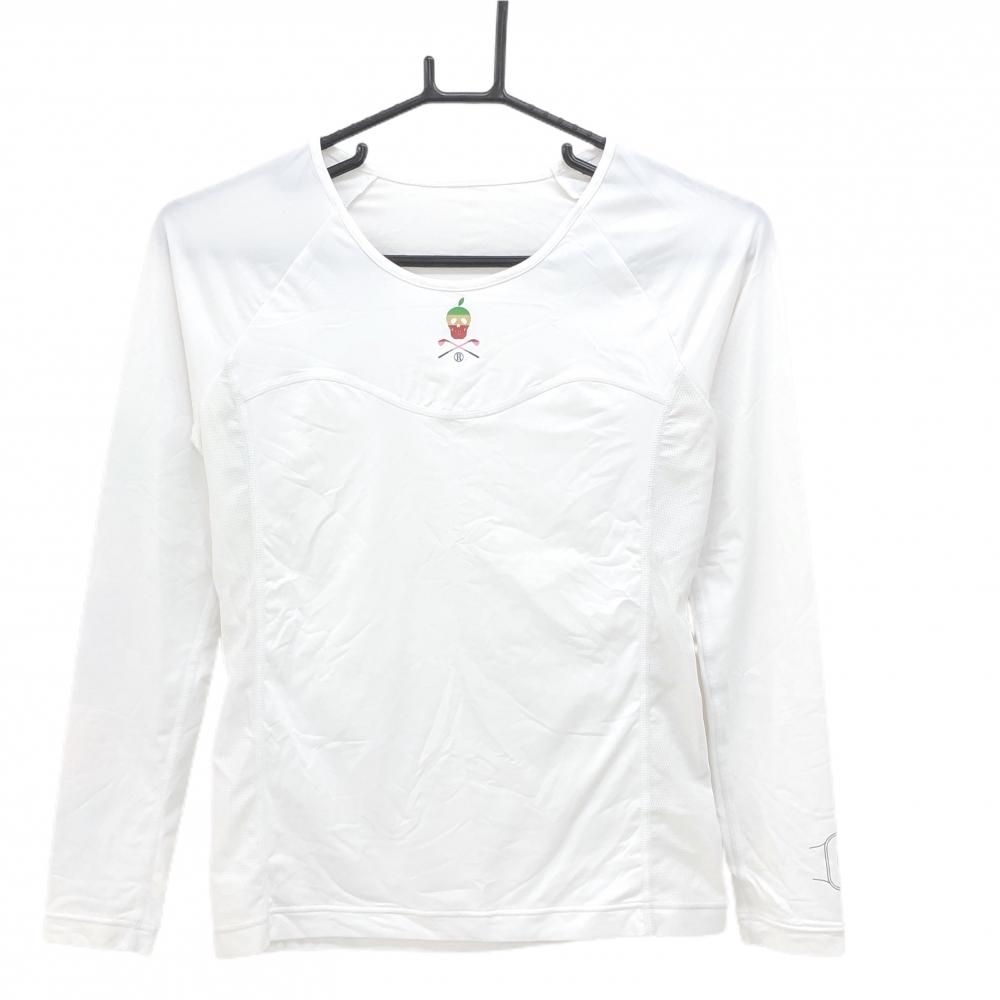 【超美品】マークアンドロナ インナーシャツ 白 腕時計だまし絵 サイドメッシュ スカル  レディース 38(M) ゴルフウェア MARK＆LONA