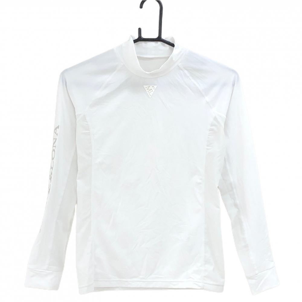 【超美品】マークアンドロナ ハイネックインナーシャツ 白 袖下・サイド・背面上部メッシュ レディース 38(M) ゴルフウェア MARK＆LONA