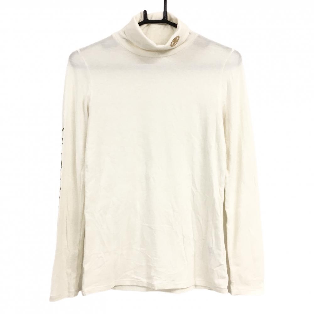 【美品】マークアンドロナ 長袖タートルネックシャツ アイボリー 表微起毛 アクリル混  レディース 38(M) ゴルフウェア MARK＆LONA