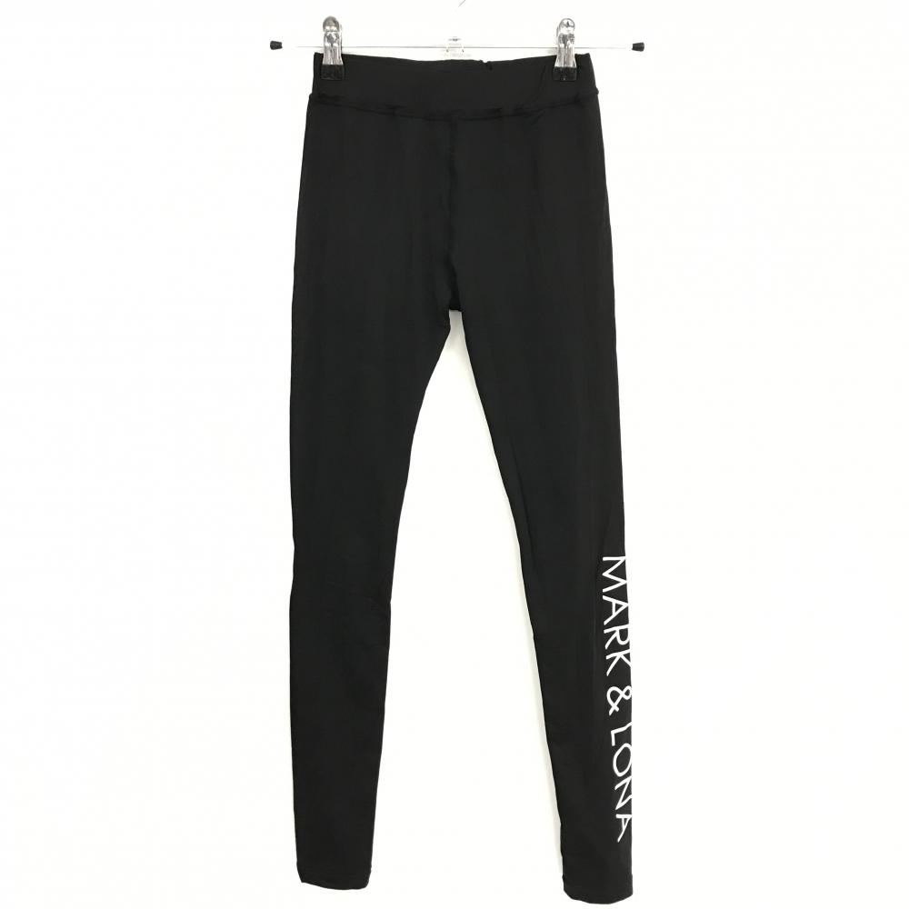 【超美品】マークアンドロナ レギンス 黒×白 ロゴプリント ストレッチ スパッツ レディース 36(S) ゴルフウェア MARK＆LONA
