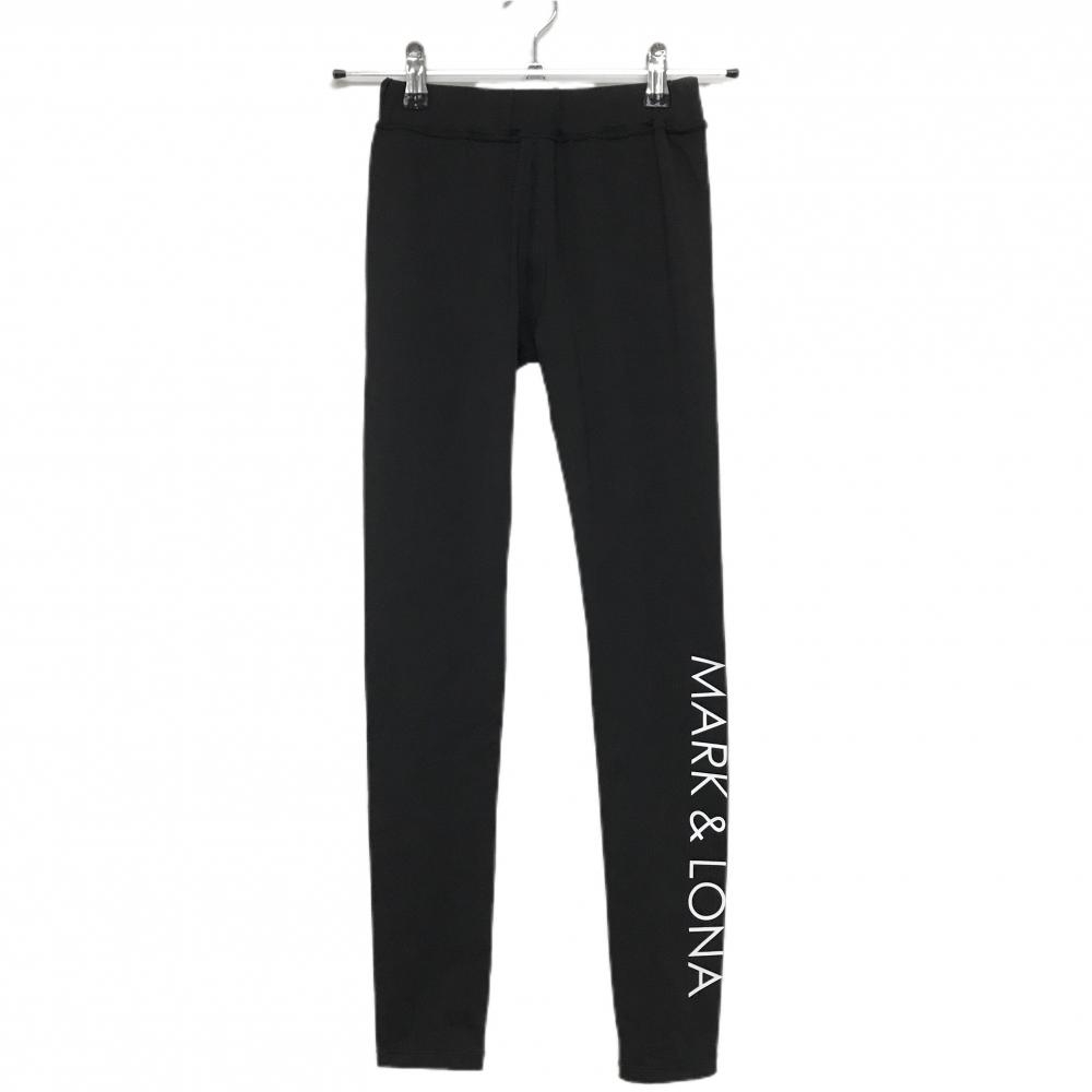 【超美品】マークアンドロナ レギンス 黒 ストレッチ 裾ロゴ  レディース 38(M) ゴルフウェア MARK＆LONA