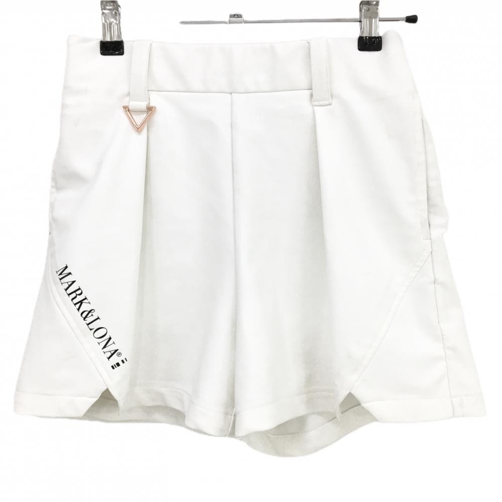 【美品】マークアンドロナ ショートパンツ  白 ストレッチ ロゴプリント レディース 36(S) ゴルフウェア 2024年モデル MARK＆LONA