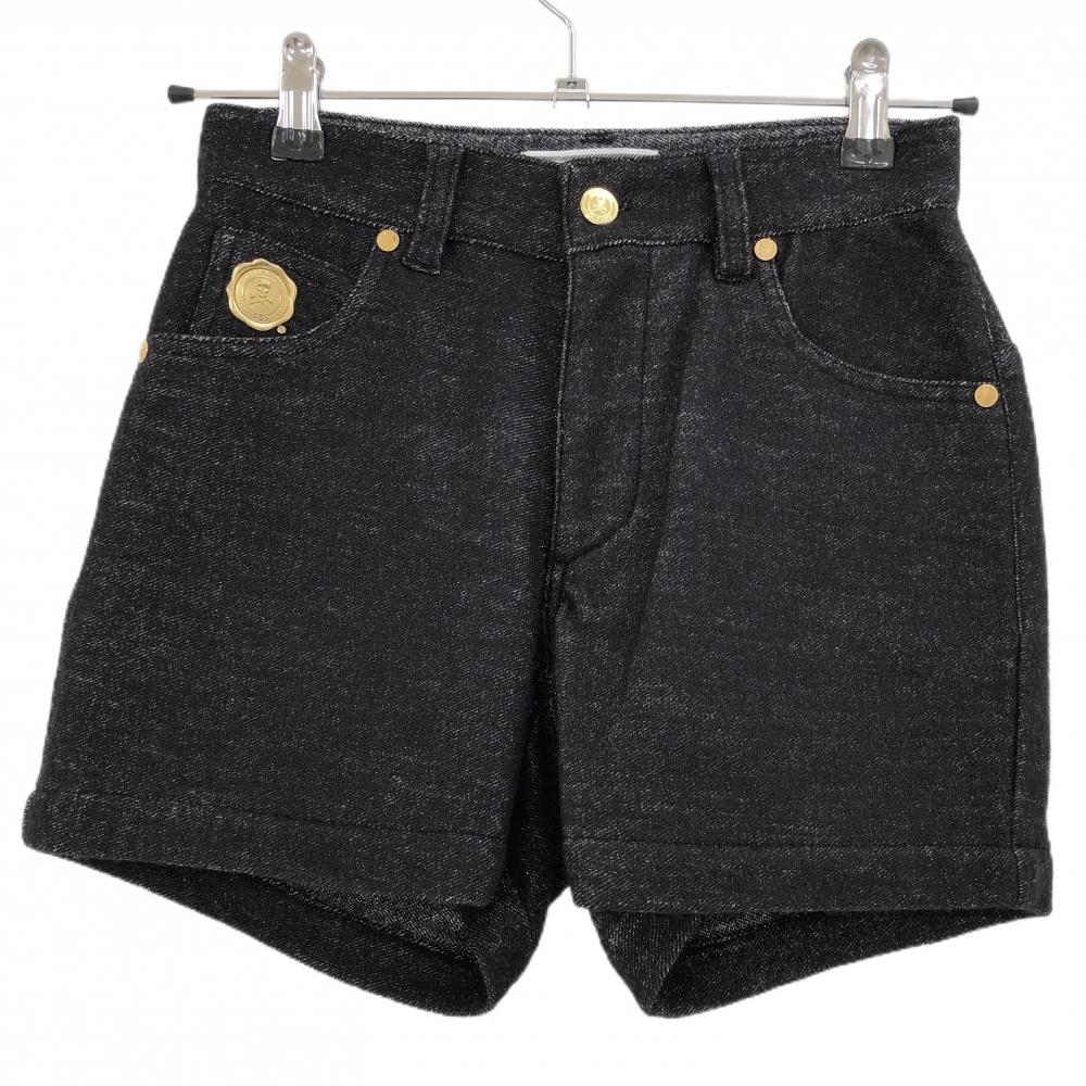 【超美品】マークアンドロナ ショートパンツ 杢黒 ストレッチ ウール混 レディース XS ゴルフウェア MARK＆LONA