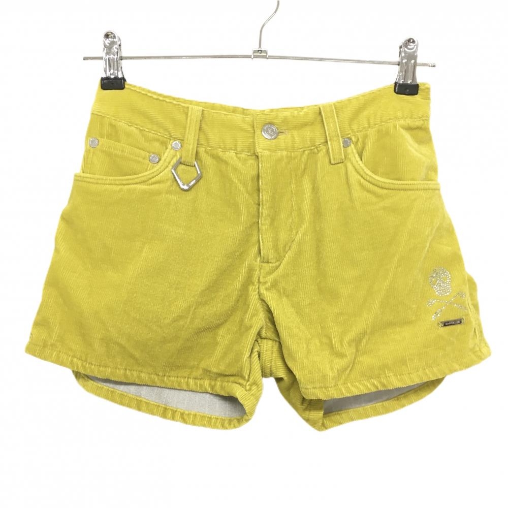 【超美品】マークアンドロナ ショートパンツ イエロー コーデュロイ 蓄熱裏地 ヒップファー着脱可 レディース S ゴルフウェア MARK＆LONA